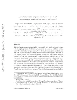 Last-iterate convergence analysis of stochastic momentum methods for
  neural networks