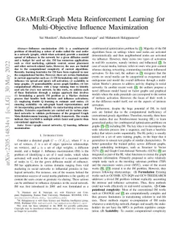 GraMeR: Graph Meta Reinforcement Learning for Multi-Objective Influence
  Maximization
