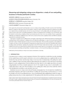 Measuring and mitigating voting access disparities: a study of race and
  polling locations in Florida and North Carolina