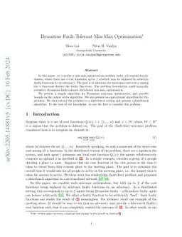 Byzantine Fault-Tolerant Min-Max Optimization