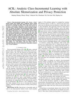 ACIL: Analytic Class-Incremental Learning with Absolute Memorization and
  Privacy Protection