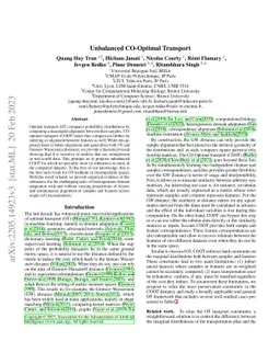 Unbalanced CO-Optimal Transport