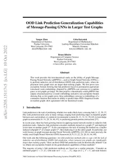 OOD Link Prediction Generalization Capabilities of Message-Passing GNNs
  in Larger Test Graphs
