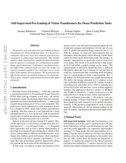 Self-Supervised Pre-training of Vision Transformers for Dense Prediction
  Tasks