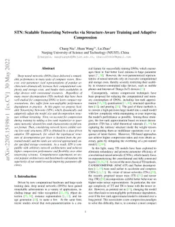 STN: Scalable Tensorizing Networks via Structure-Aware Training and
  Adaptive Compression