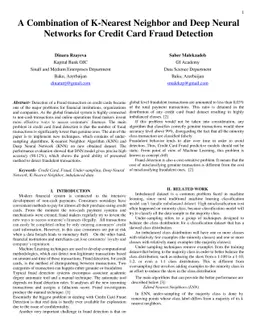 A Combination of Deep Neural Networks and K-Nearest Neighbors for Credit
  Card Fraud Detection