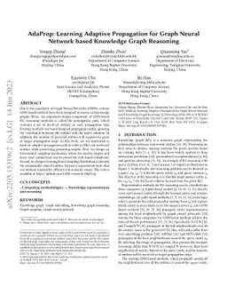 AdaProp: Learning Adaptive Propagation for Graph Neural Network based
  Knowledge Graph Reasoning