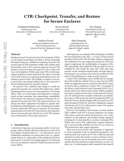 CTR: Checkpoint, Transfer, and Restore for Secure Enclaves