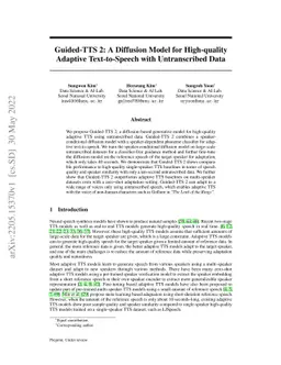 Guided-TTS 2: A Diffusion Model for High-quality Adaptive Text-to-Speech
  with Untranscribed Data