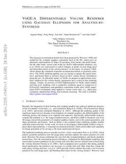 VoGE: A Differentiable Volume Renderer using Gaussian Ellipsoids for
  Analysis-by-Synthesis