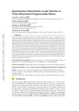 Asynchronous Deterministic Leader Election in Three-Dimensional
  Programmable Matter