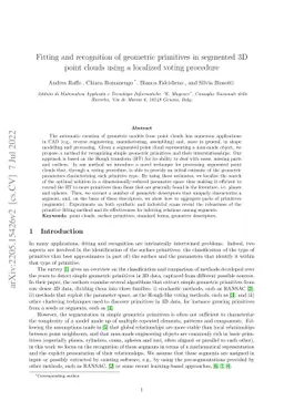 Fitting and recognition of geometric primitives in segmented 3D point
  clouds using a localized voting procedure