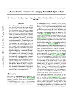 A Game-Theoretic Framework for Managing Risk in Multi-Agent Systems