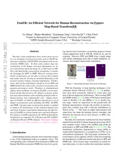 FeatER: An Efficient Network for Human Reconstruction via Feature
  Map-Based TransformER