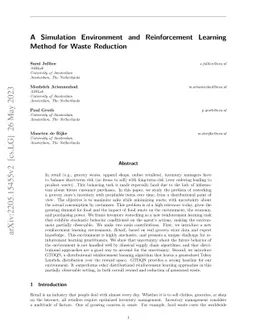 A Simulation Environment and Reinforcement Learning Method for Waste
  Reduction
