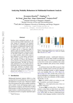 Analyzing Modality Robustness in Multimodal Sentiment Analysis