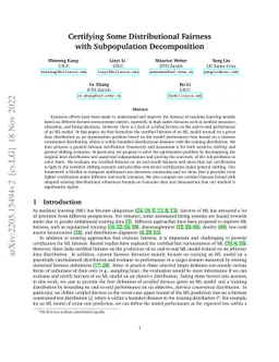 Certifying Some Distributional Fairness with Subpopulation Decomposition