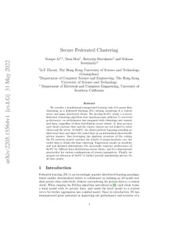 Secure Federated Clustering