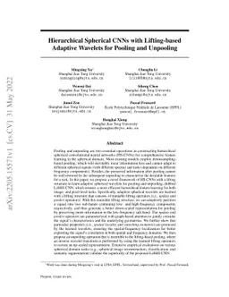 Hierarchical Spherical CNNs with Lifting-based Adaptive Wavelets for
  Pooling and Unpooling