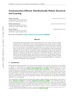 Communication-Efficient Distributionally Robust Decentralized Learning
