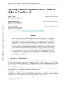 Optimizing Intermediate Representations of Generative Models for Phase
  Retrieval