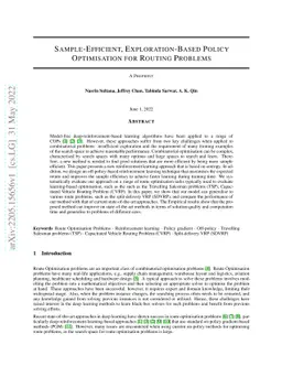 Sample-Efficient, Exploration-Based Policy Optimisation for Routing
  Problems