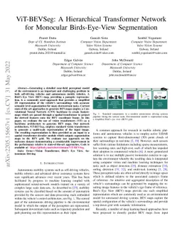 ViT-BEVSeg: A Hierarchical Transformer Network for Monocular
  Birds-Eye-View Segmentation