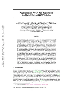 Augmentation-Aware Self-Supervision for Data-Efficient GAN Training