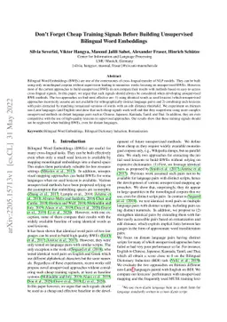 Don't Forget Cheap Training Signals Before Building Unsupervised
  Bilingual Word Embeddings