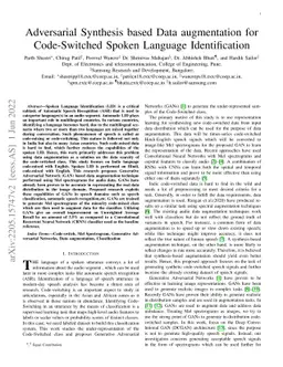 Adversarial synthesis based data-augmentation for code-switched spoken
  language identification