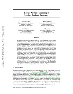 Robust Anytime Learning of Markov Decision Processes