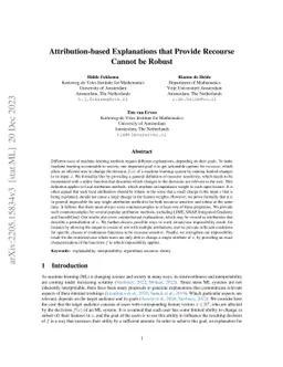 Attribution-based Explanations that Provide Recourse Cannot be Robust