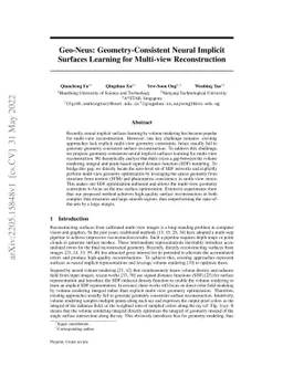 Geo-Neus: Geometry-Consistent Neural Implicit Surfaces Learning for
  Multi-view Reconstruction