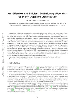 An Effective and Efficient Evolutionary Algorithm for Many-Objective
  Optimization