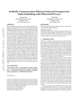 FedWalk: Communication Efficient Federated Unsupervised Node Embedding
  with Differential Privacy