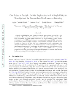 One Policy is Enough: Parallel Exploration with a Single Policy is
  Near-Optimal for Reward-Free Reinforcement Learning