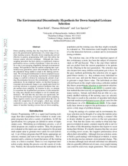 The Environmental Discontinuity Hypothesis for Down-Sampled Lexicase
  Selection
