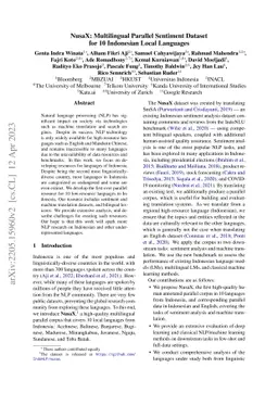 NusaX: Multilingual Parallel Sentiment Dataset for 10 Indonesian Local
  Languages
