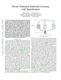 Private Federated Submodel Learning with Sparsification