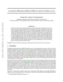 Learning Progress Driven Multi-Agent Curriculum