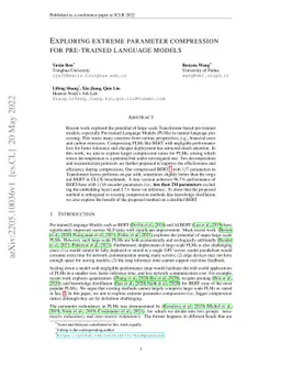 Exploring Extreme Parameter Compression for Pre-trained Language Models