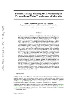 Uniform Masking: Enabling MAE Pre-training for Pyramid-based Vision
  Transformers with Locality