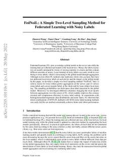 FedNoiL: A Simple Two-Level Sampling Method for Federated Learning with
  Noisy Labels