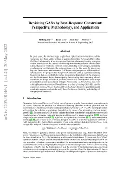 Revisiting GANs by Best-Response Constraint: Perspective, Methodology,
  and Application