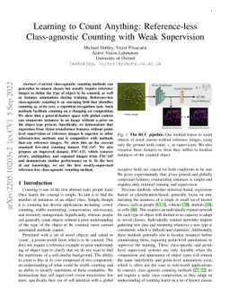 Learning to Count Anything: Reference-less Class-agnostic Counting with
  Weak Supervision