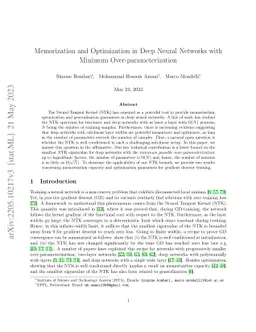 Memorization and Optimization in Deep Neural Networks with Minimum
  Over-parameterization