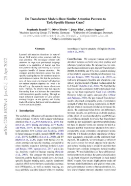 Do Transformer Models Show Similar Attention Patterns to Task-Specific
  Human Gaze?
