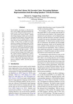 You Don't Know My Favorite Color: Preventing Dialogue Representations
  from Revealing Speakers' Private Personas