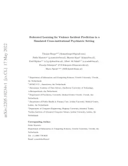 Federated learning for violence incident prediction in a simulated
  cross-institutional psychiatric setting