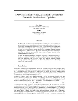 SADAM: Stochastic Adam, A Stochastic Operator for First-Order
  Gradient-based Optimizer